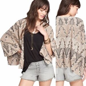 Free People Dolman-Sleeve Butterfly Kimono Knit Cardigan Boho Size Small Petite